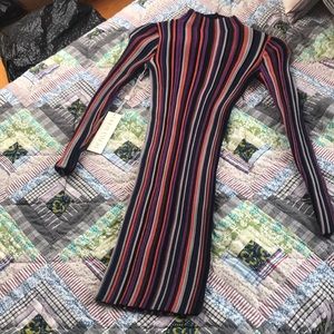 Striped metallic detail mini dress